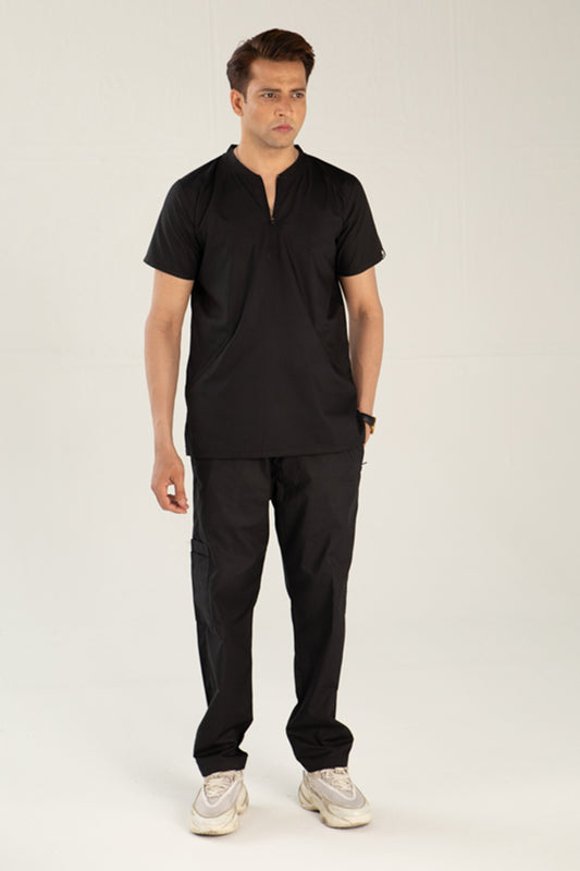 Ink Black Kangaroo Pocket Scrub