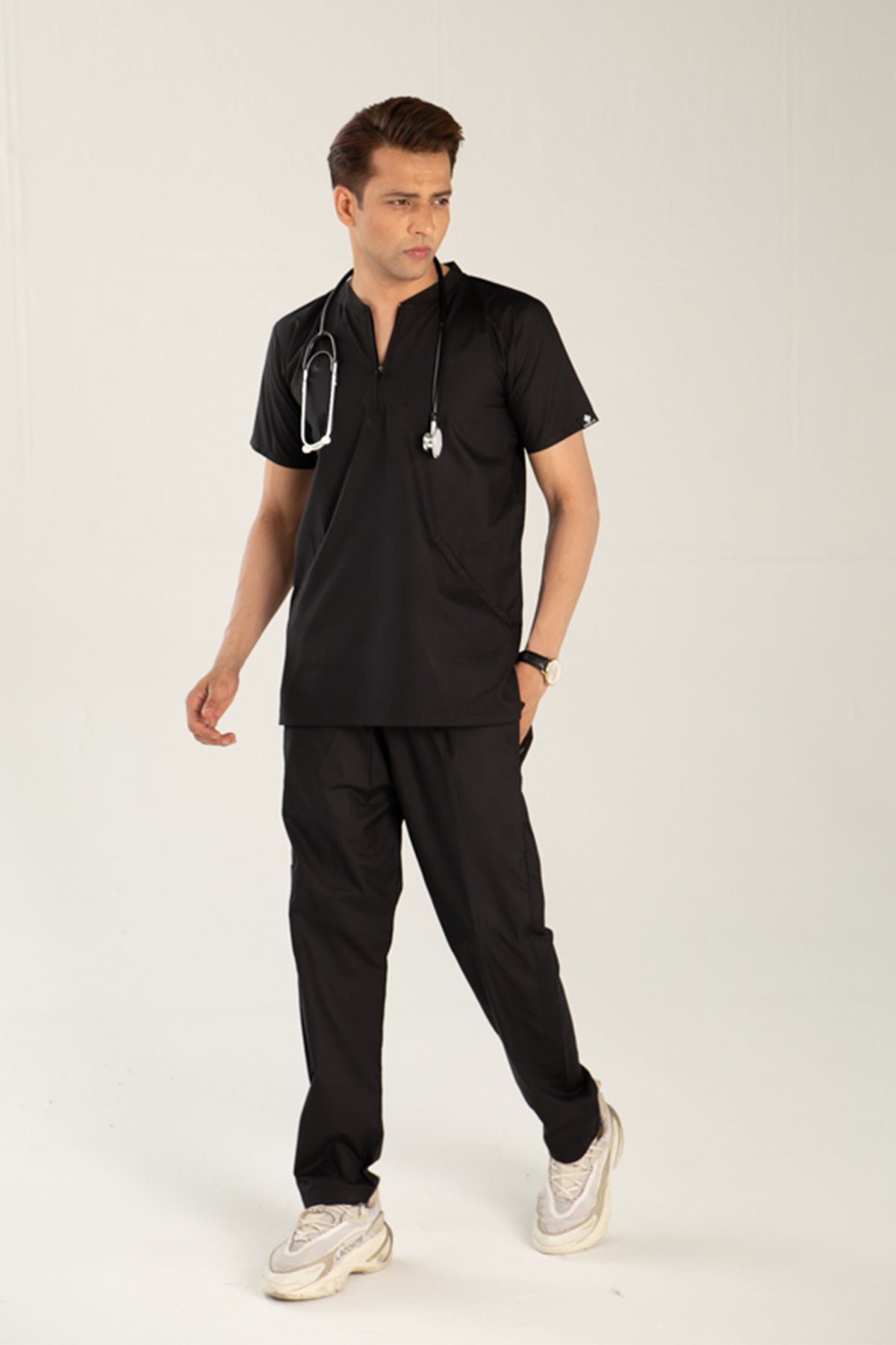 Ink Black Kangaroo Pocket Scrub