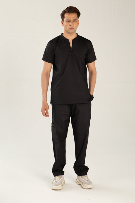 Ink Black Kangaroo Pocket Scrub